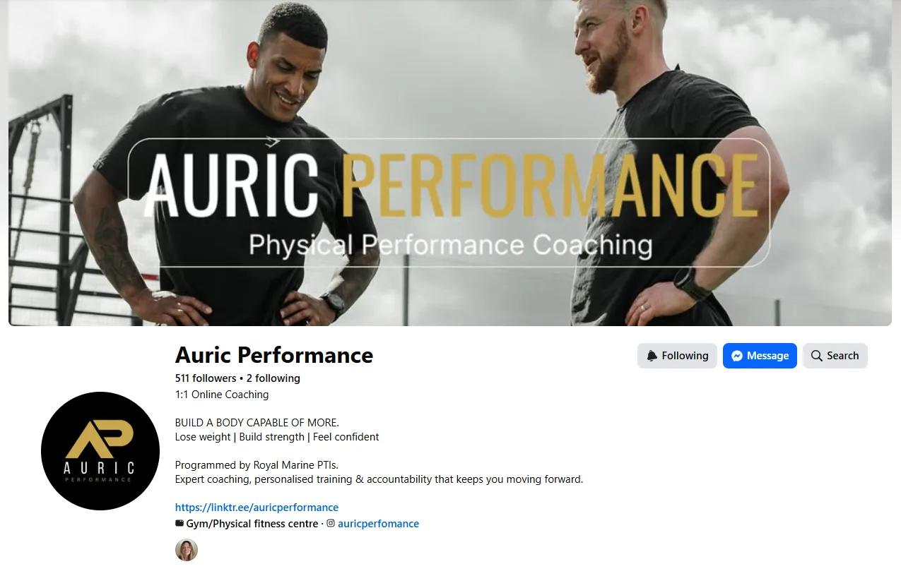 The Auric Performance Facebook page