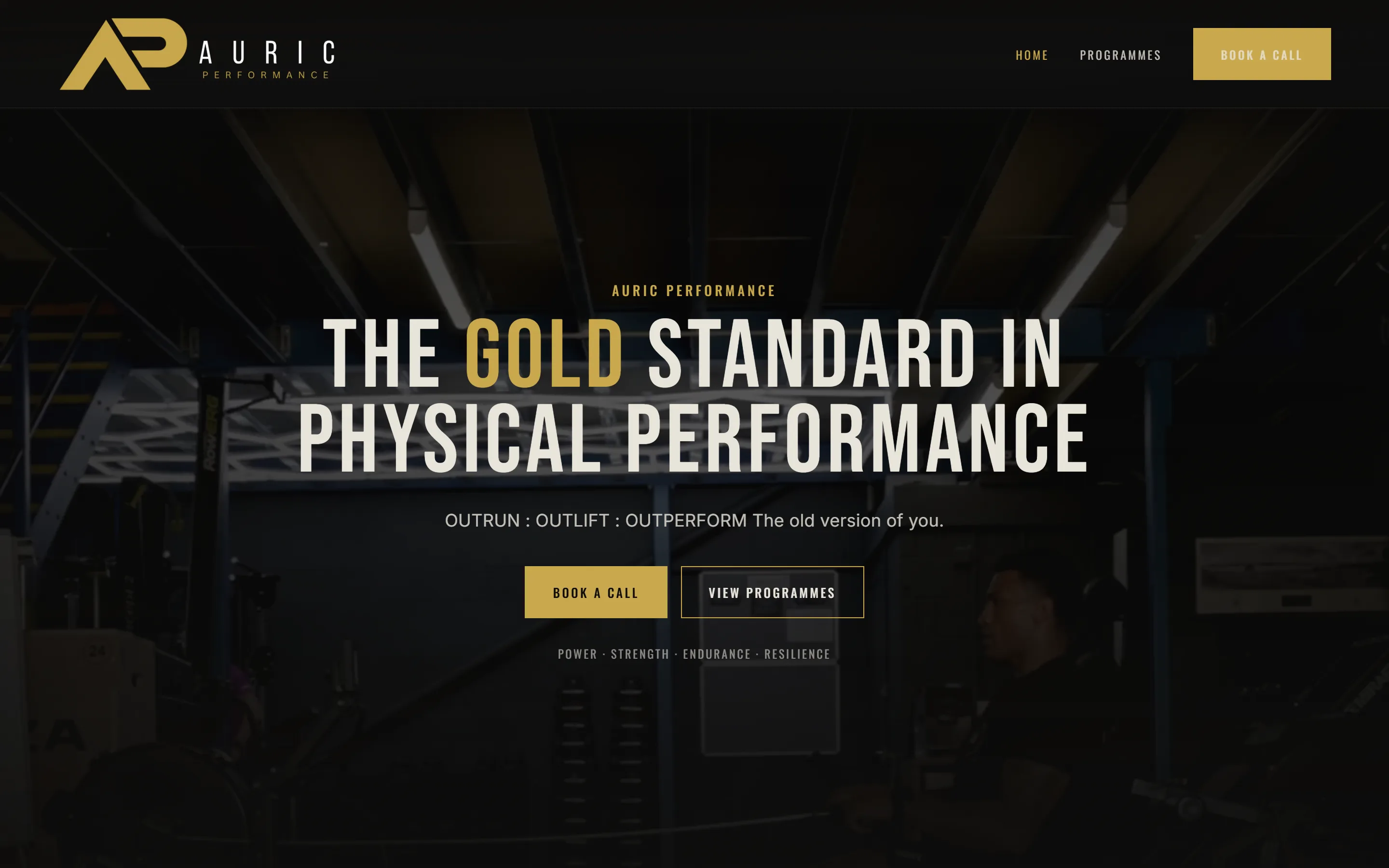 The Auric Performance homepage