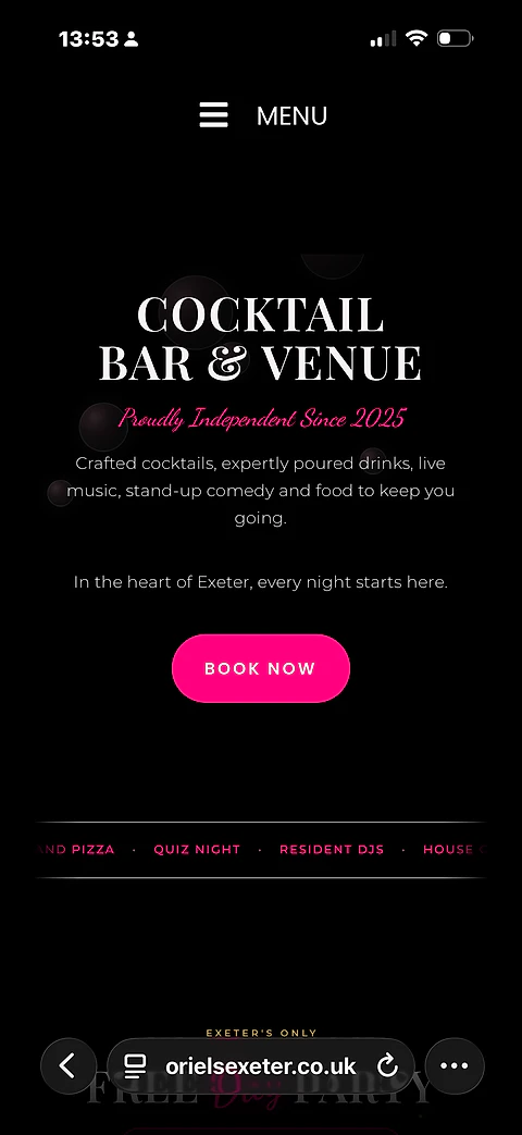 The Oriels website on a phone