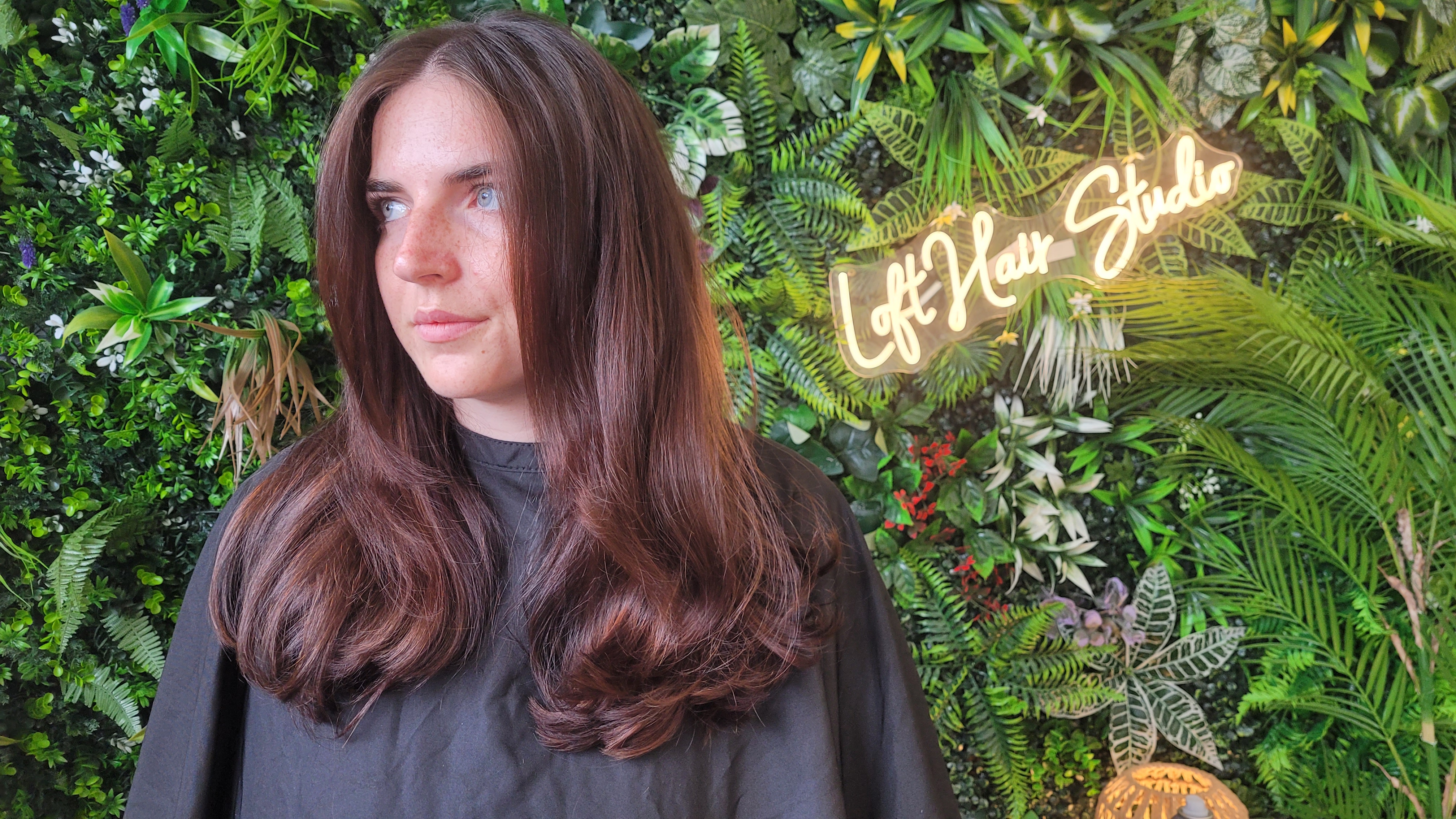 Glossy haircut and styling